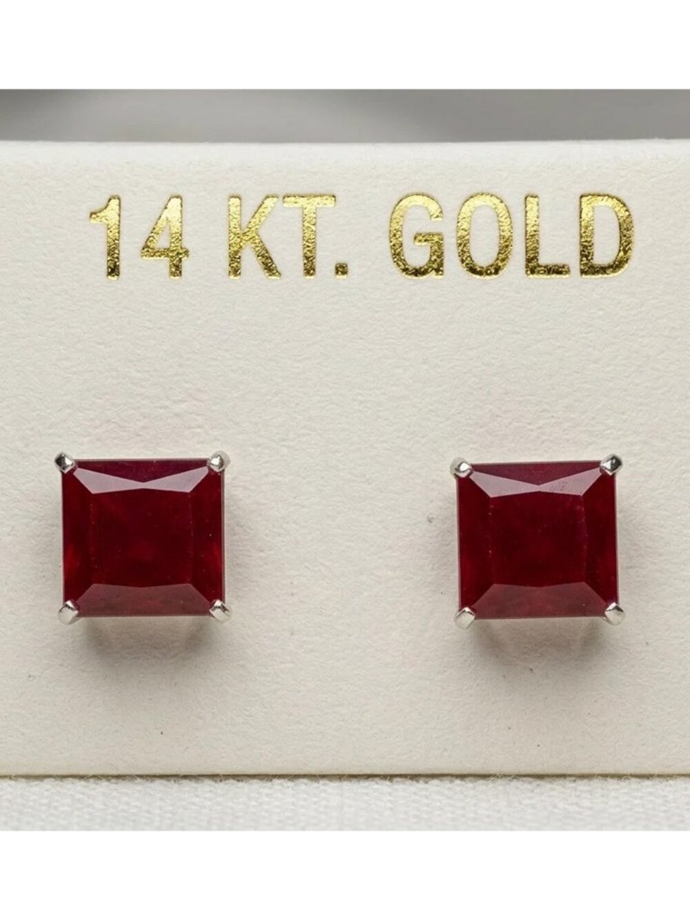 Genuine 2.12 Cts Ruby Stud Earrings 14k White Gold